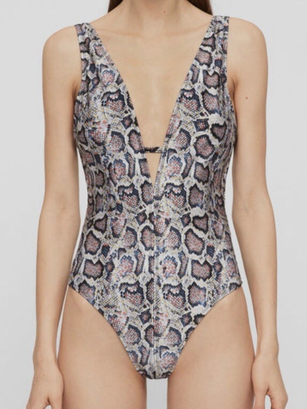 All Saints Multi Color Snake-Print One-Piece Swimsuit